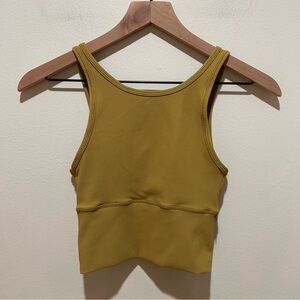 Lululemon Power Pivot Ribbed Cropped Tank Top - Women’s Size 2 - Gold Yellow